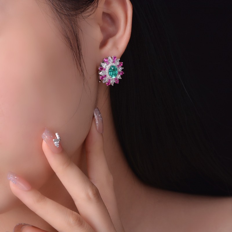 925 silver 1ct paraiba earrings