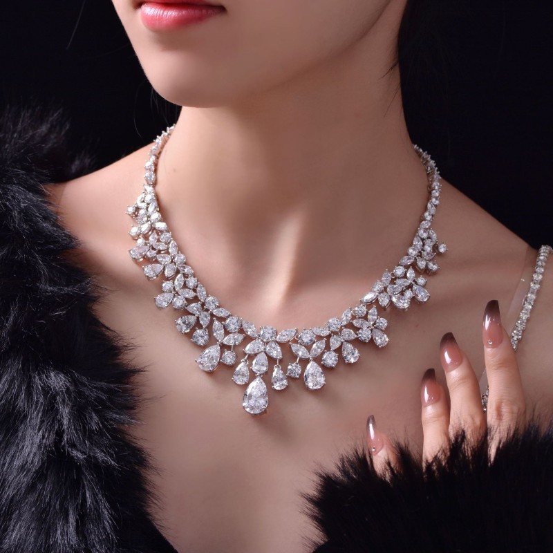 925 silver water-drop diamond necklace