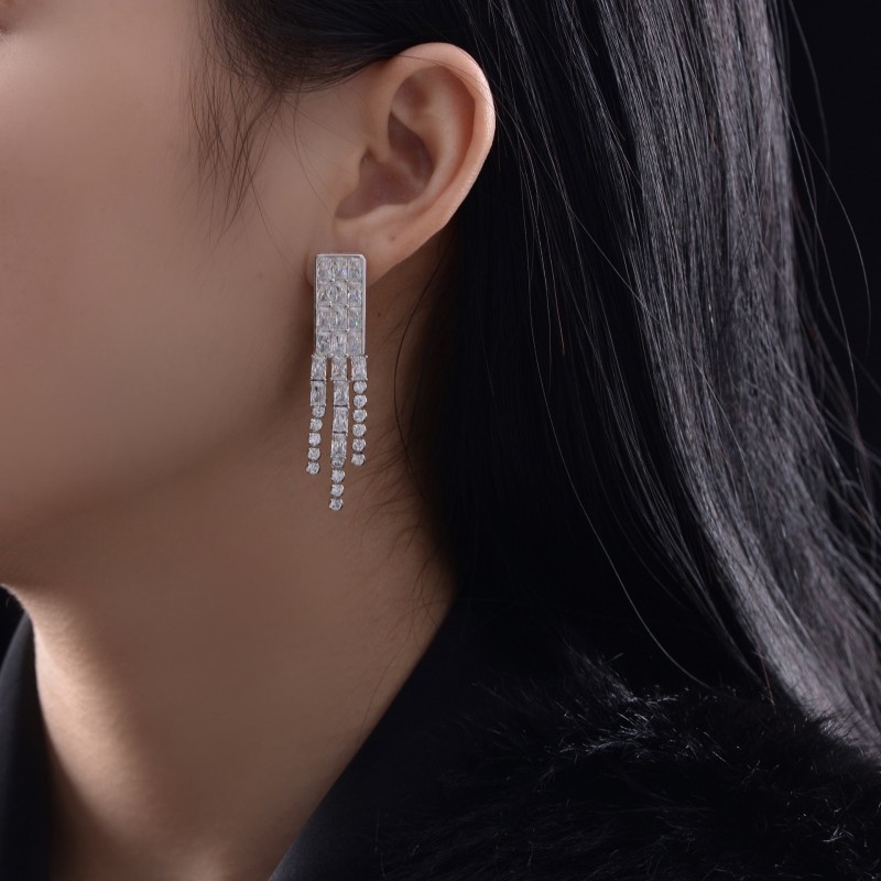 925 silver 0.5ct diamond tassels earrings