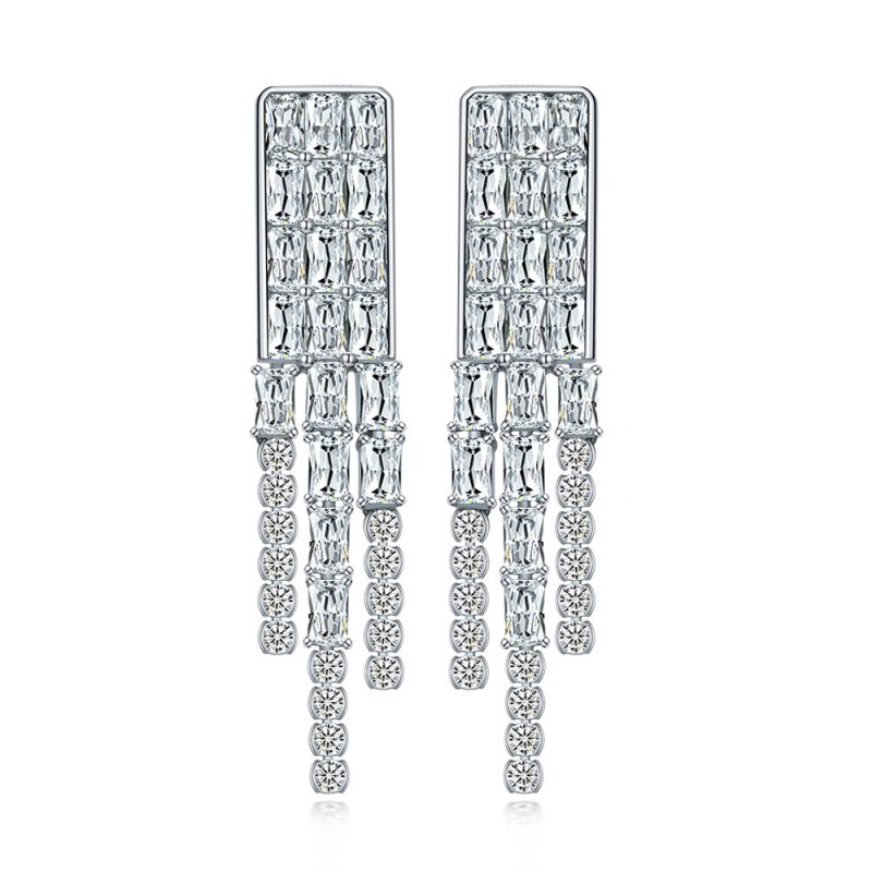 925 silver 0.5ct diamond tassels earrings