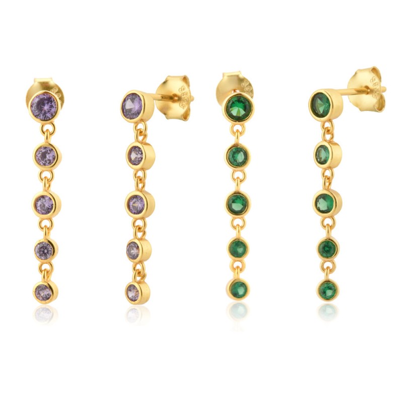 925 silver colorful zircon earrings stud