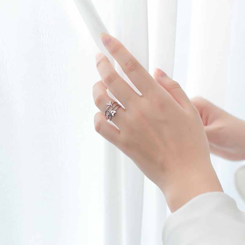 925 silver English letters ring