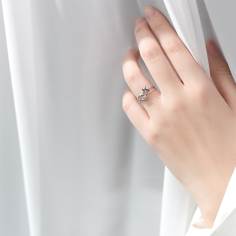 925 silver English letters ring