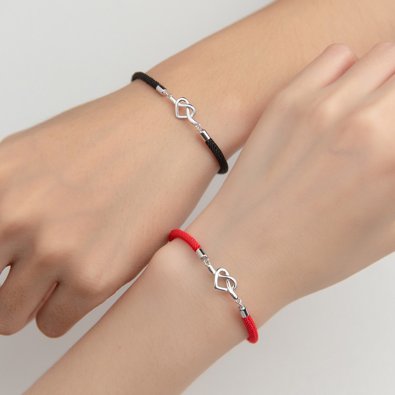 925 silver heart rope bracelet