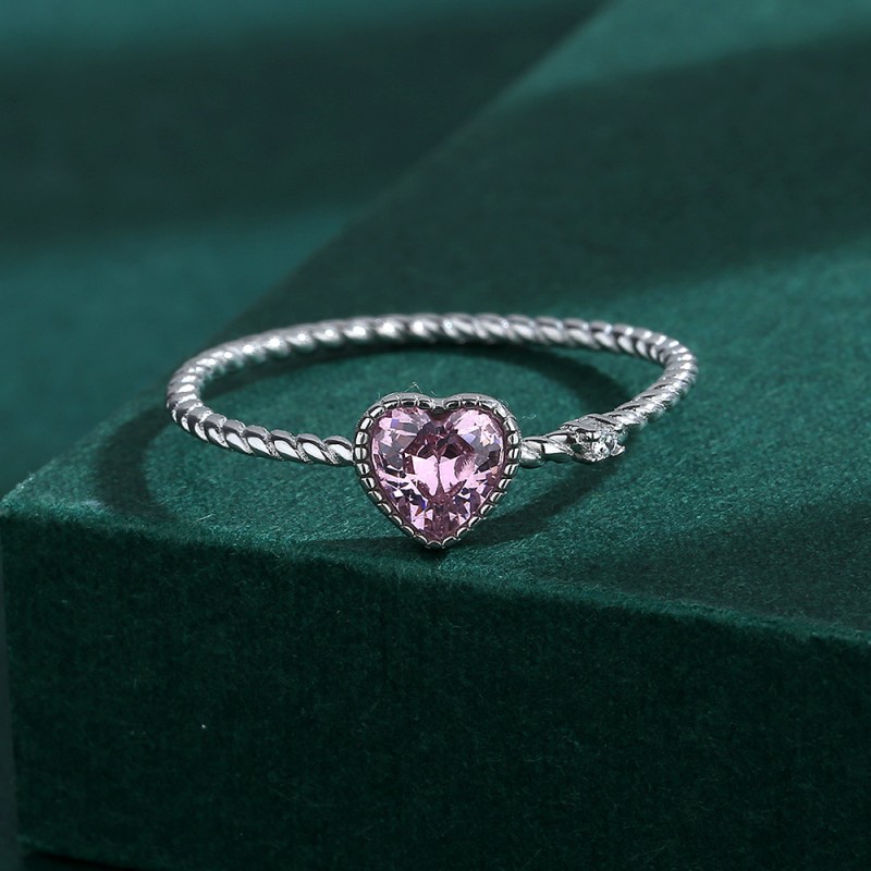 925 silver heart zircon ring