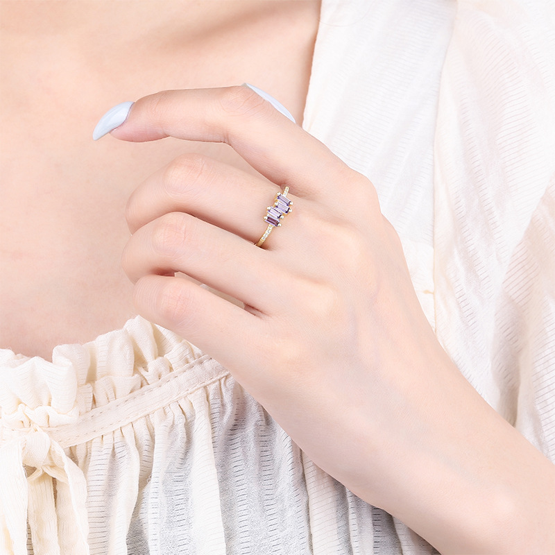 925 silver 14k gold plating zircon ring