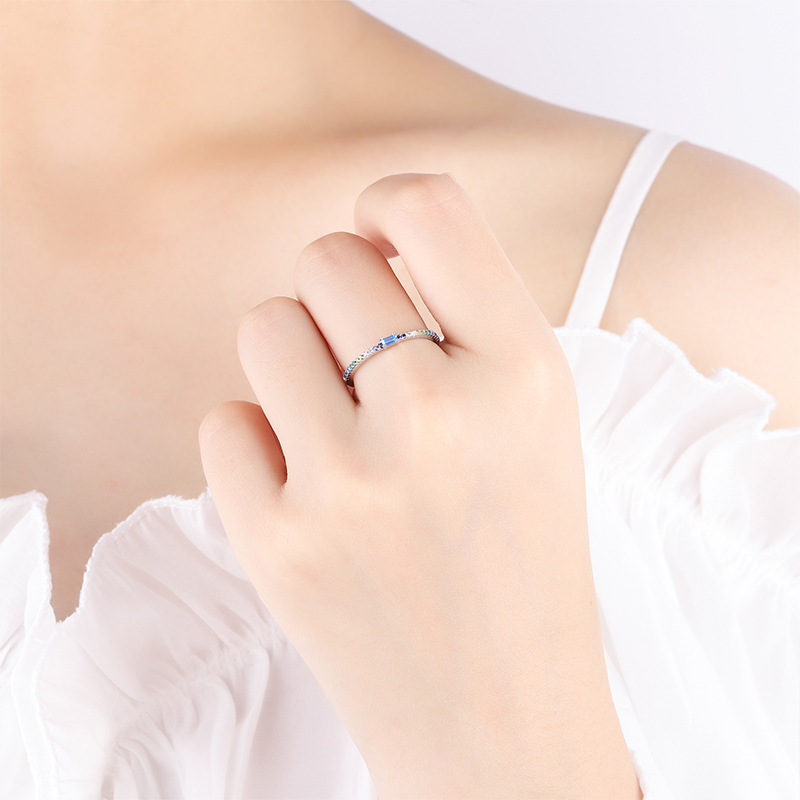 925 silver square zircon ring