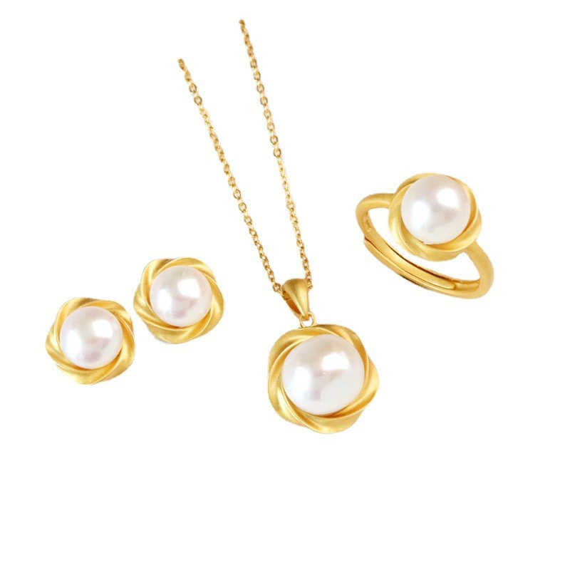 925 silver pearl earrings necklace jewelry sets