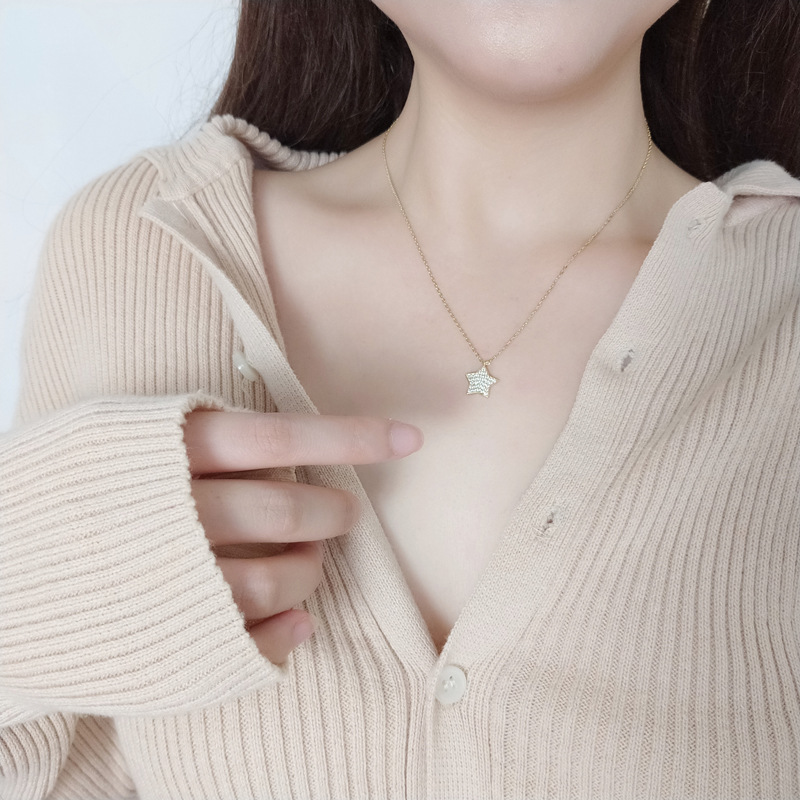 925 silver 18k gold plating star zircon necklace