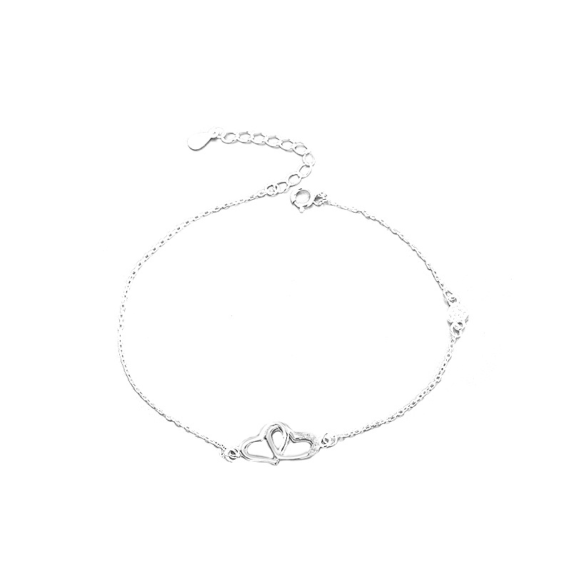 925 silver heart ankle bracelet