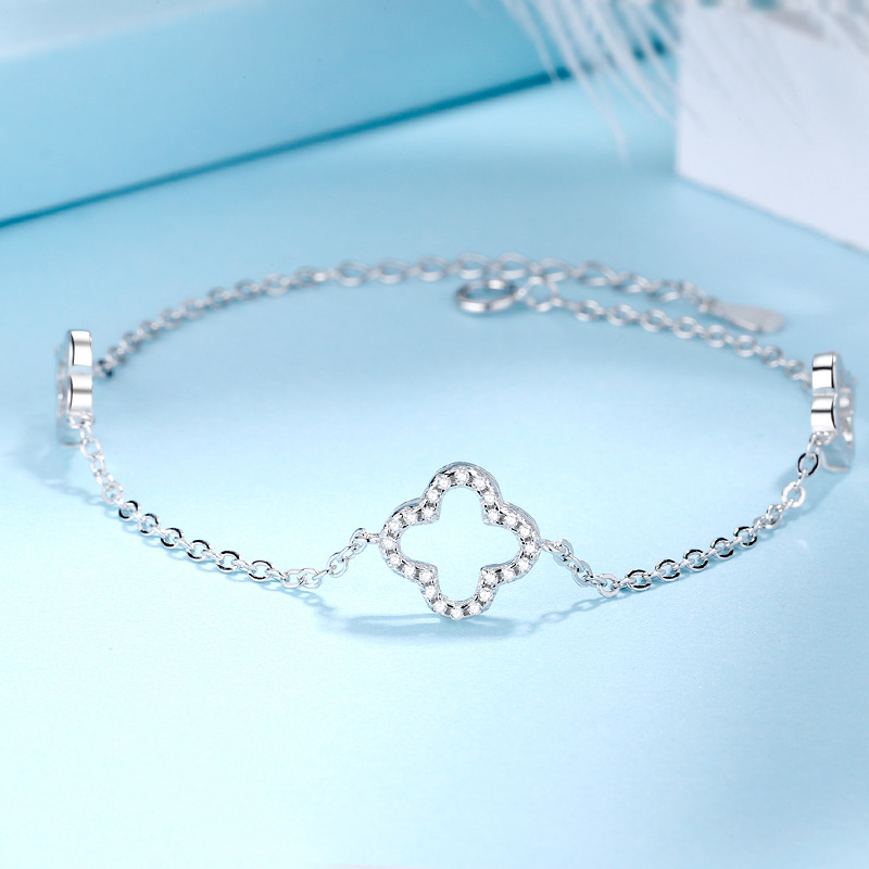 925 silver four leaf clover earrings necklace jewelry sets