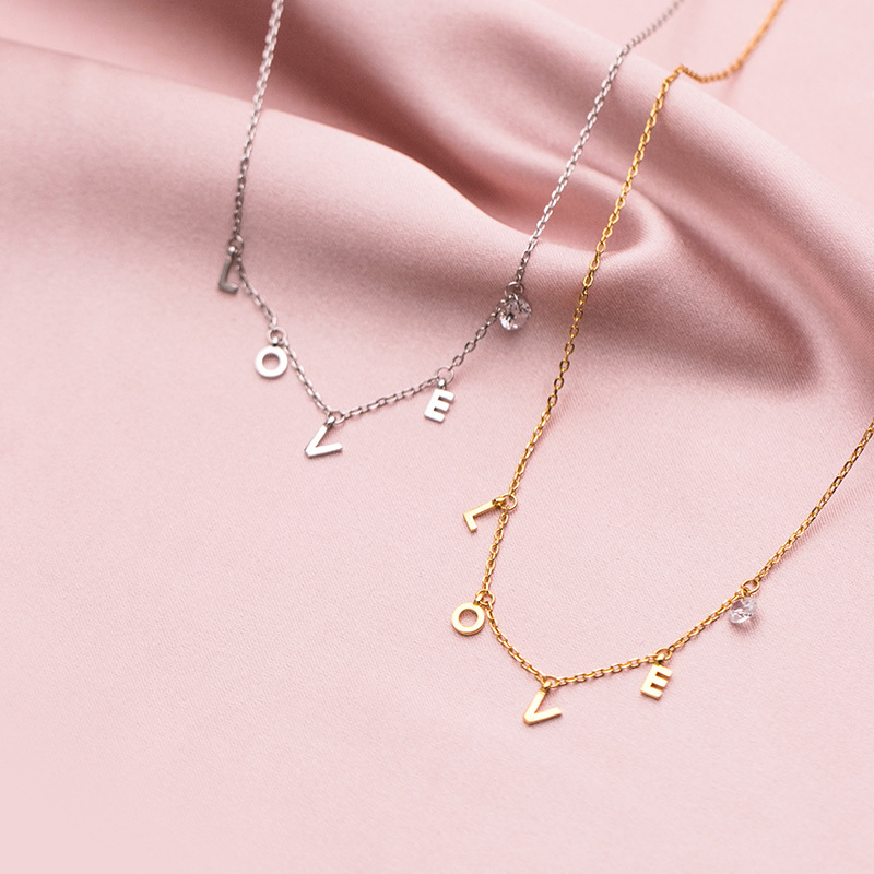 925 silver letters LOVE necklace