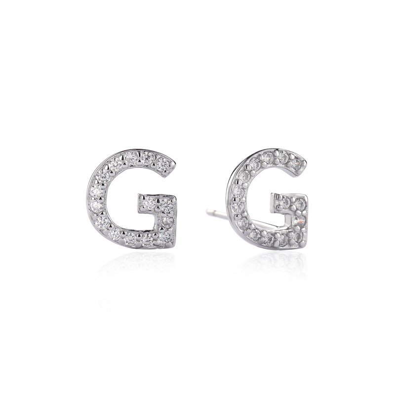 925 silver English letters earrings stud