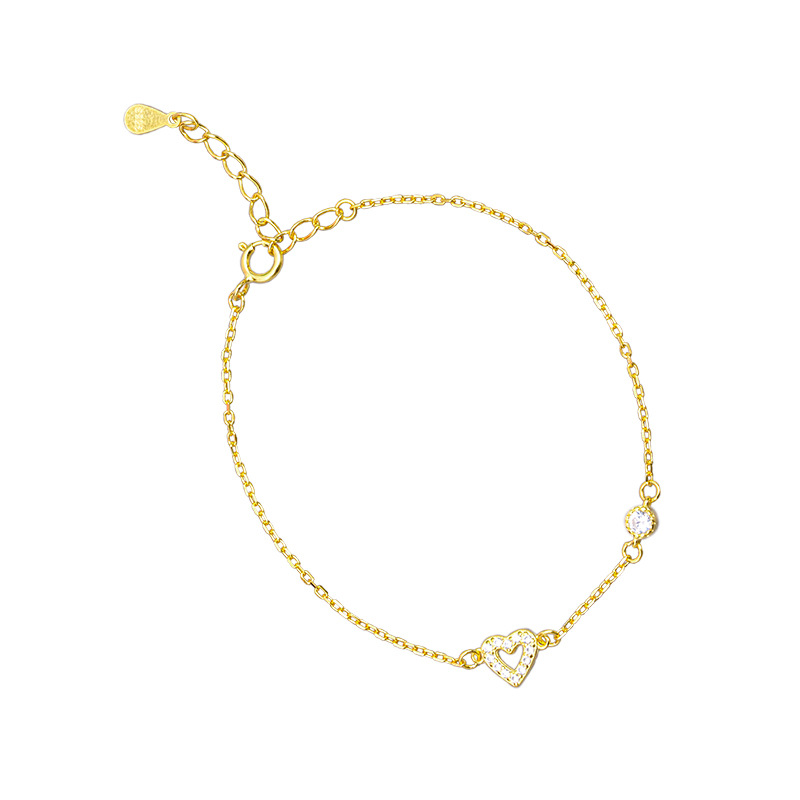 925 silver 14k gold plating heart bracelet