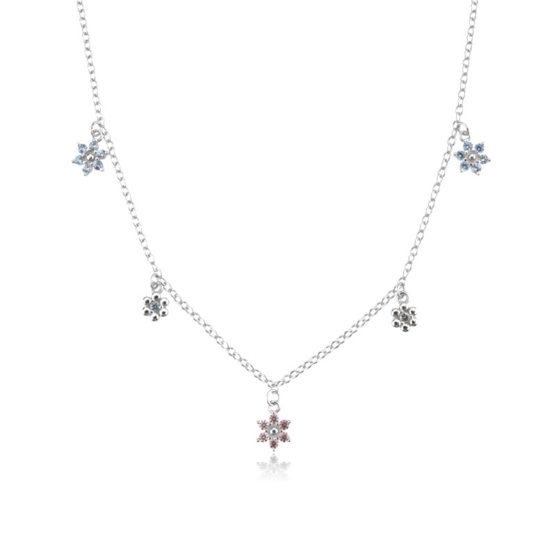 925 silver flower colorful zircon necklace