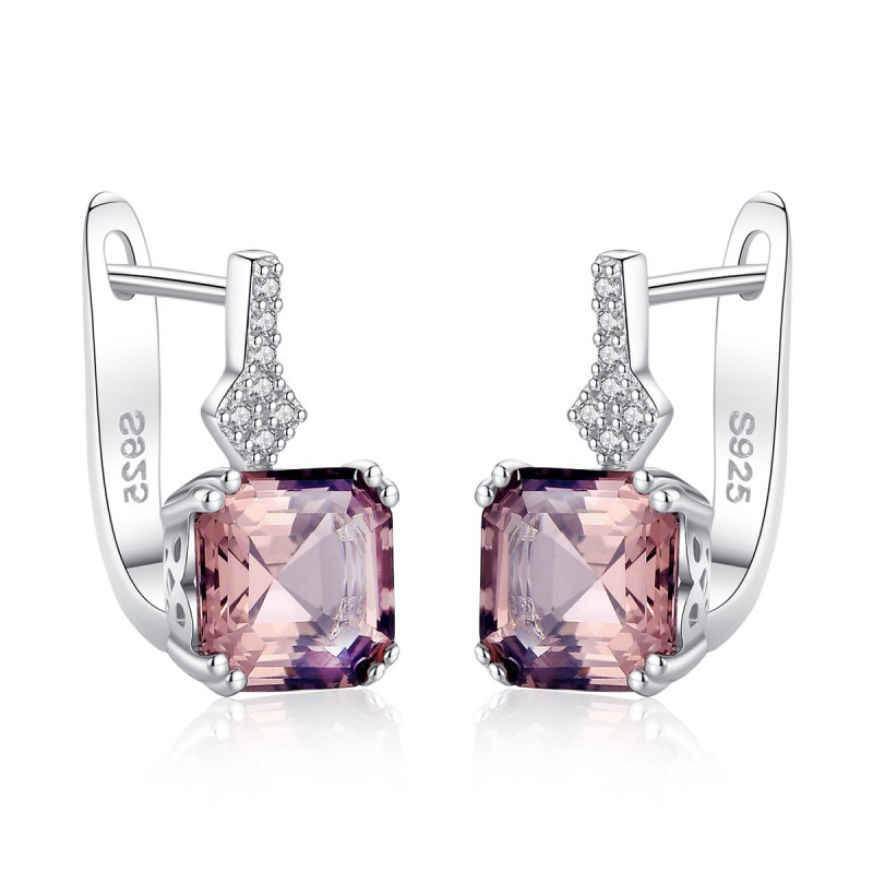 PINK CZ silver earrings