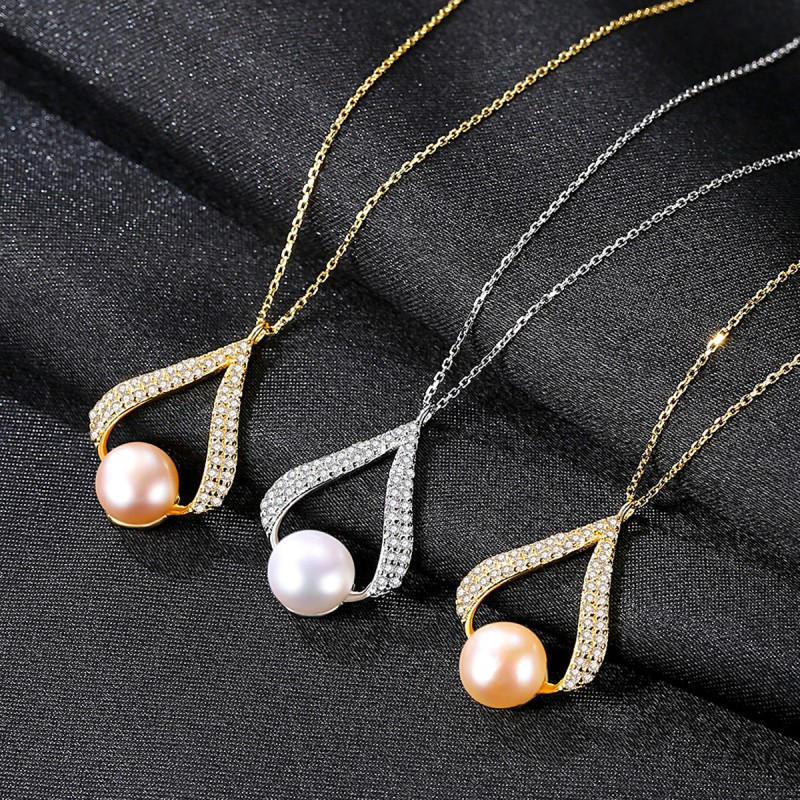 S925 SILVER PERAL PENDANT NECKLACE
