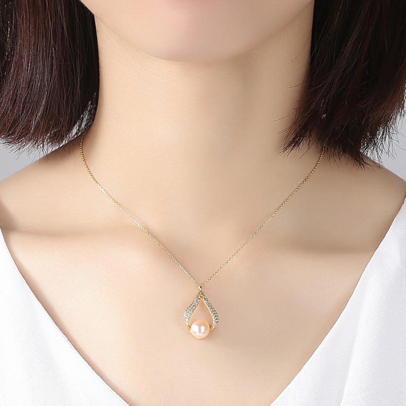 S925 SILVER PERAL PENDANT NECKLACE