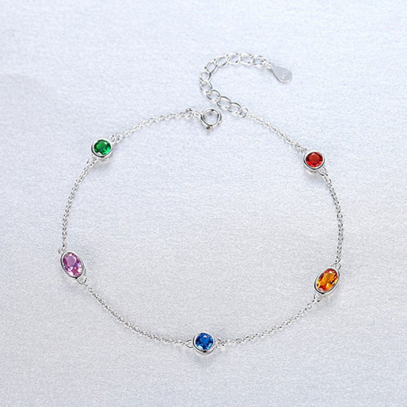 COLORFUL CZ SILVER WOMEN BRACELET