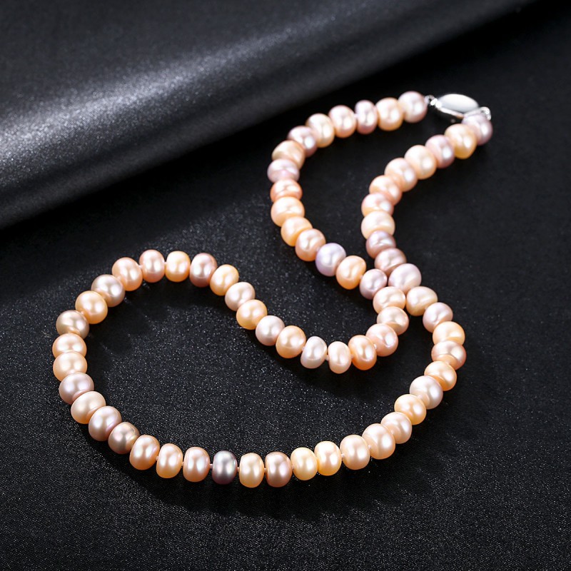 NATURE PEARL NECKLACE SILVER Silver buckle