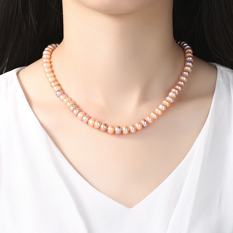 NATURE PEARL NECKLACE SILVER Silver buckle