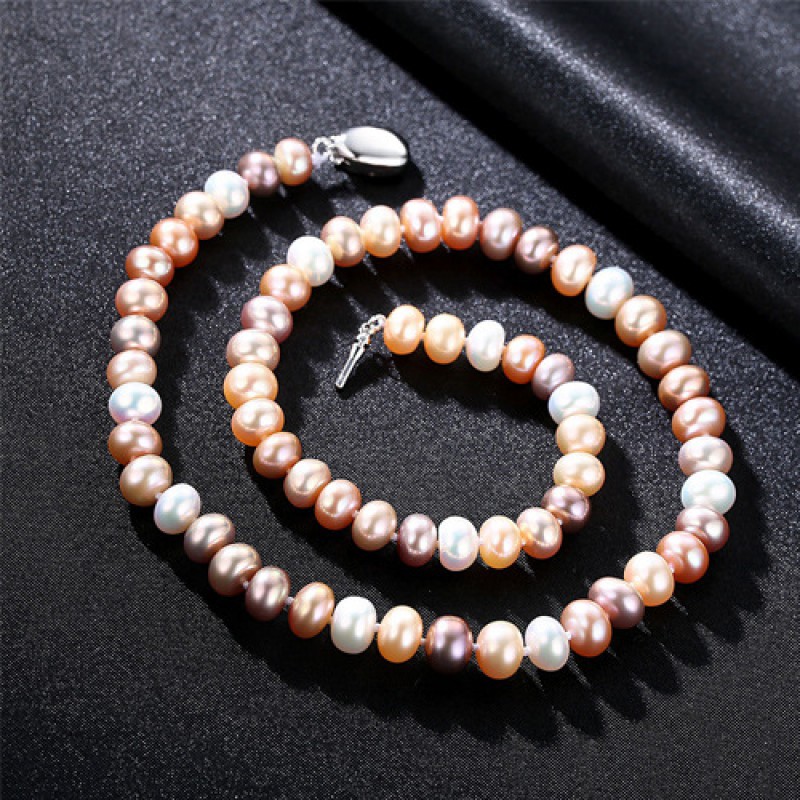 NATURE PEARL NECKLACE SILVER Silver buckle