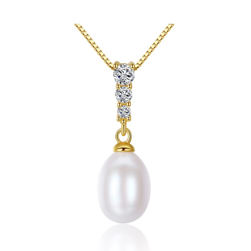 SILVER NECKLACE CHAIN PEARL PENDANT