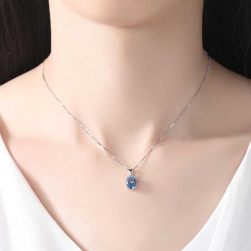 925 SILVER BLUE ZIRCON NECKLACE