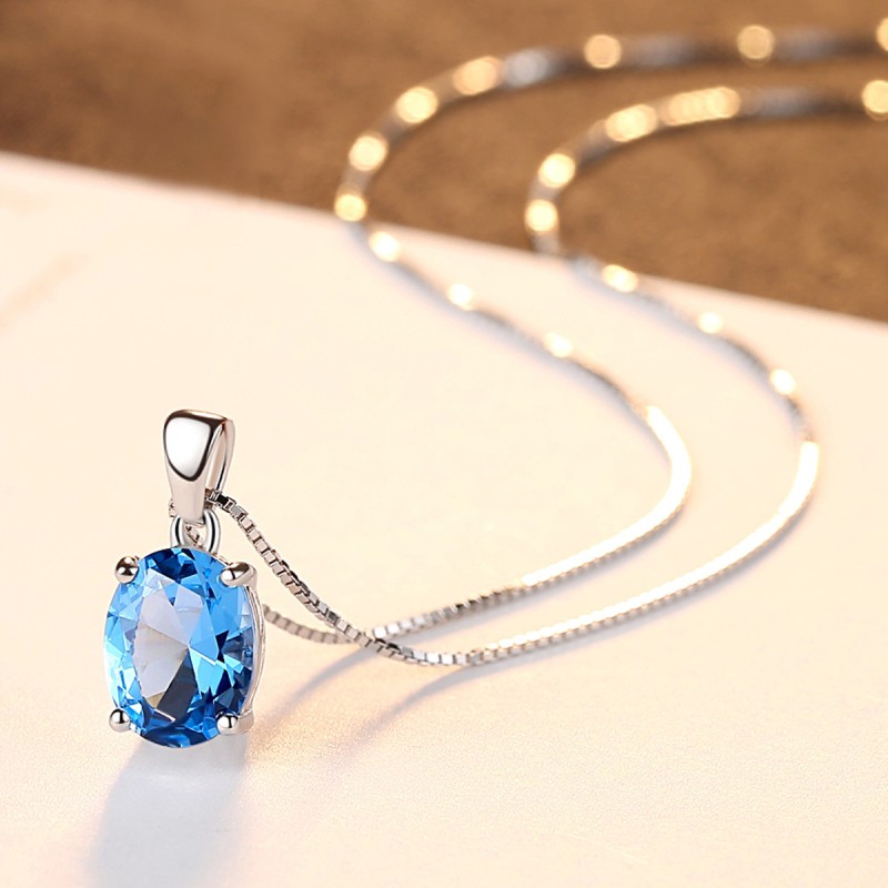 925 SILVER BLUE ZIRCON NECKLACE