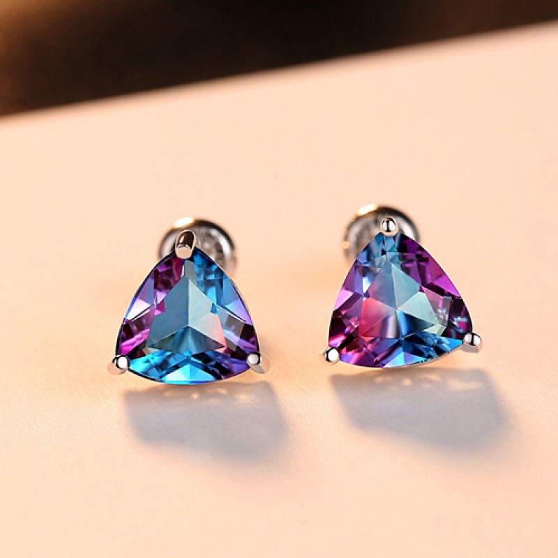 925 SILVER triangle earrings stud
