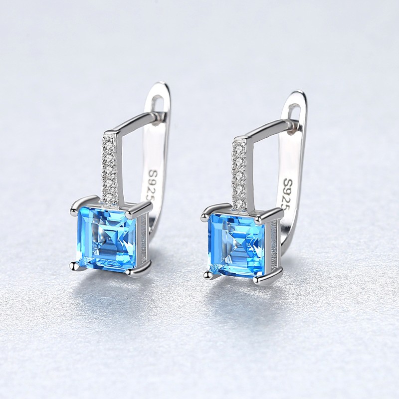 925 SILVER Sky Blue Topaz earrings stud