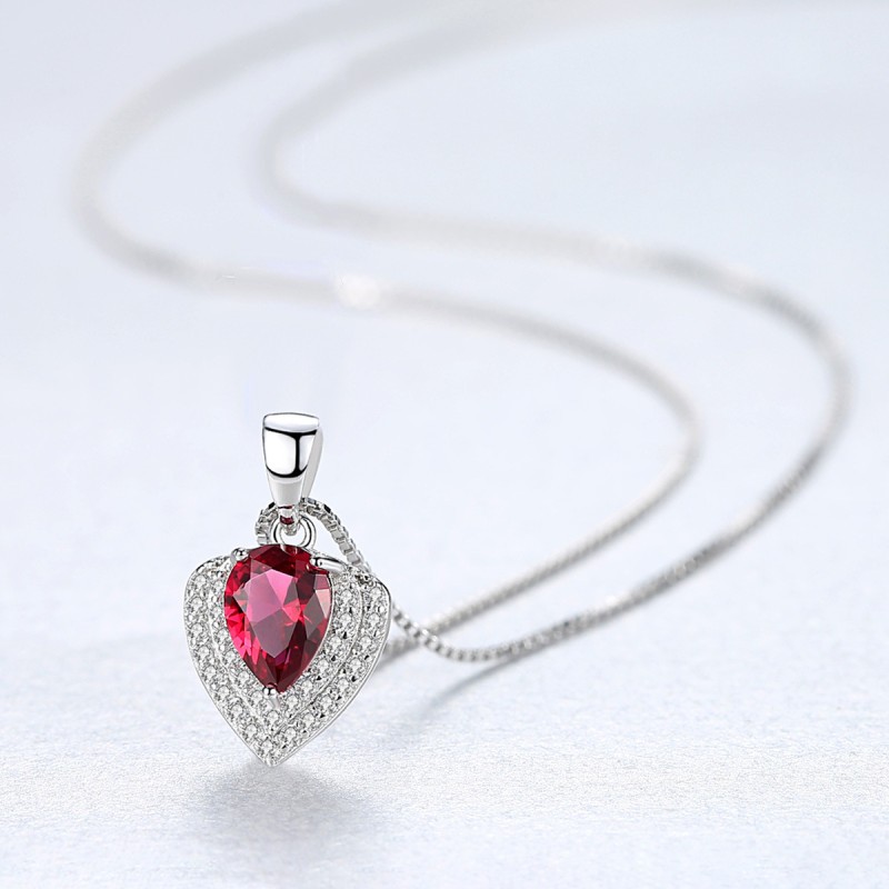 925 SILVER COLORFUL ZIRCON PENDANT NECKLACE