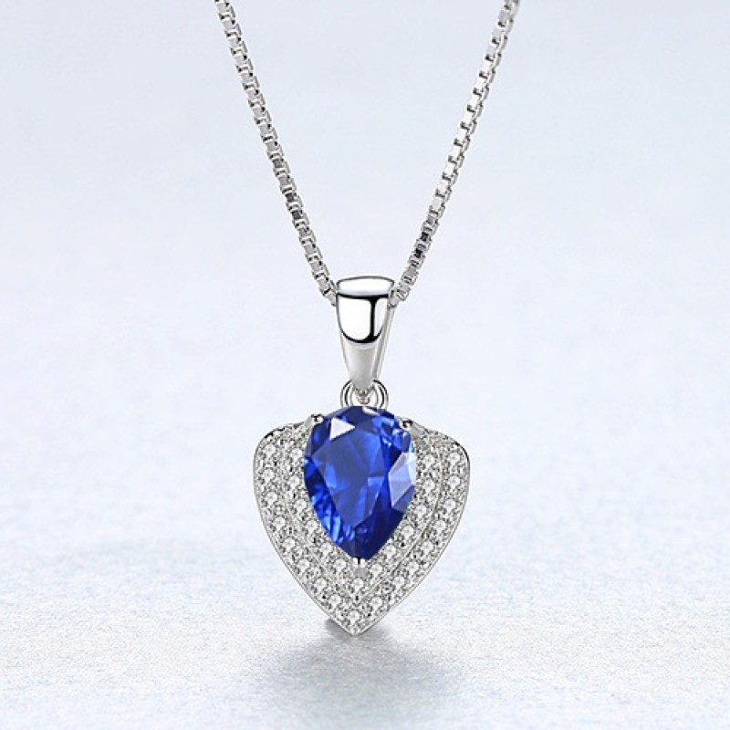 925 SILVER COLORFUL ZIRCON PENDANT NECKLACE