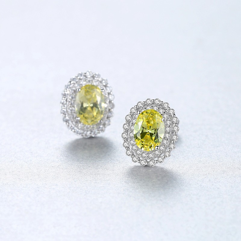 925 SILVER YELLOW ZIRCON EARRINGS 