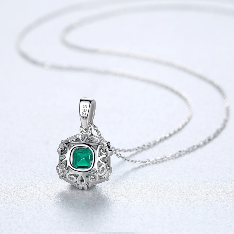 925 SILVER GREEN ZIRCON PENDANT NECKLACE
