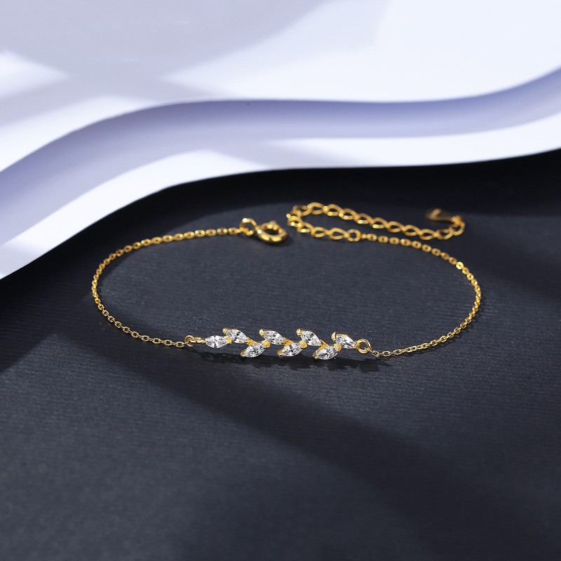 925 silver leaf bracelet