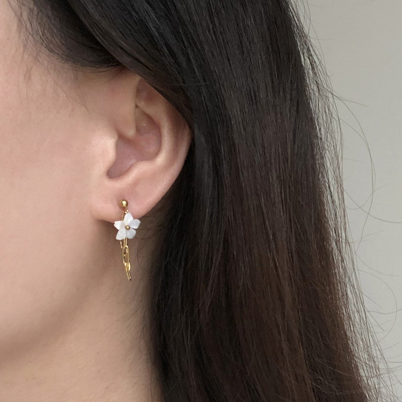 stainless steel 18k gold plating sakura earrings