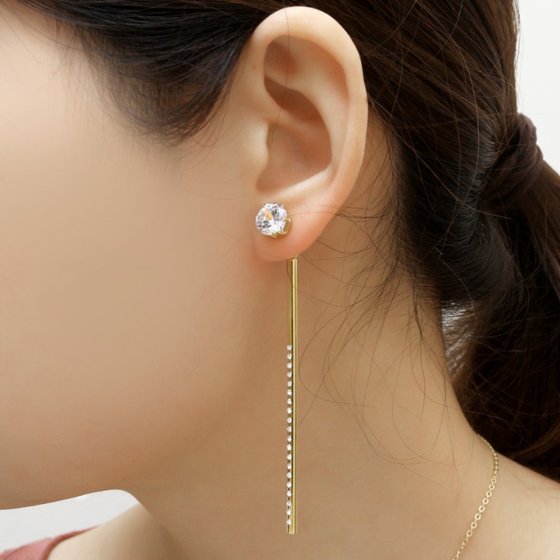 long pendant stainless steel jewelry sets earrings necklace
