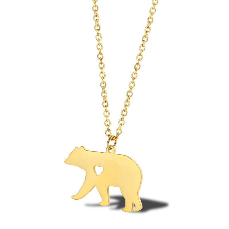 Bear pendant stainless steel necklace