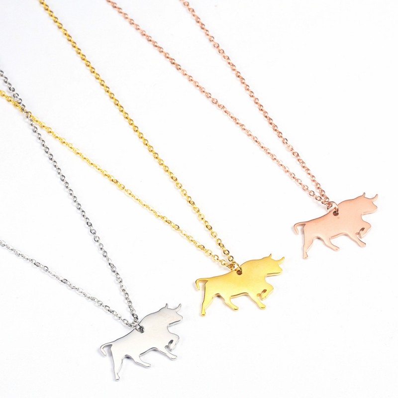 animal pendant stainless steel bull necklace