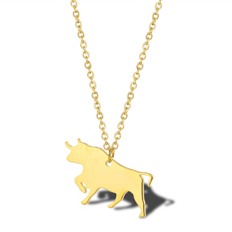 animal pendant stainless steel bull necklace
