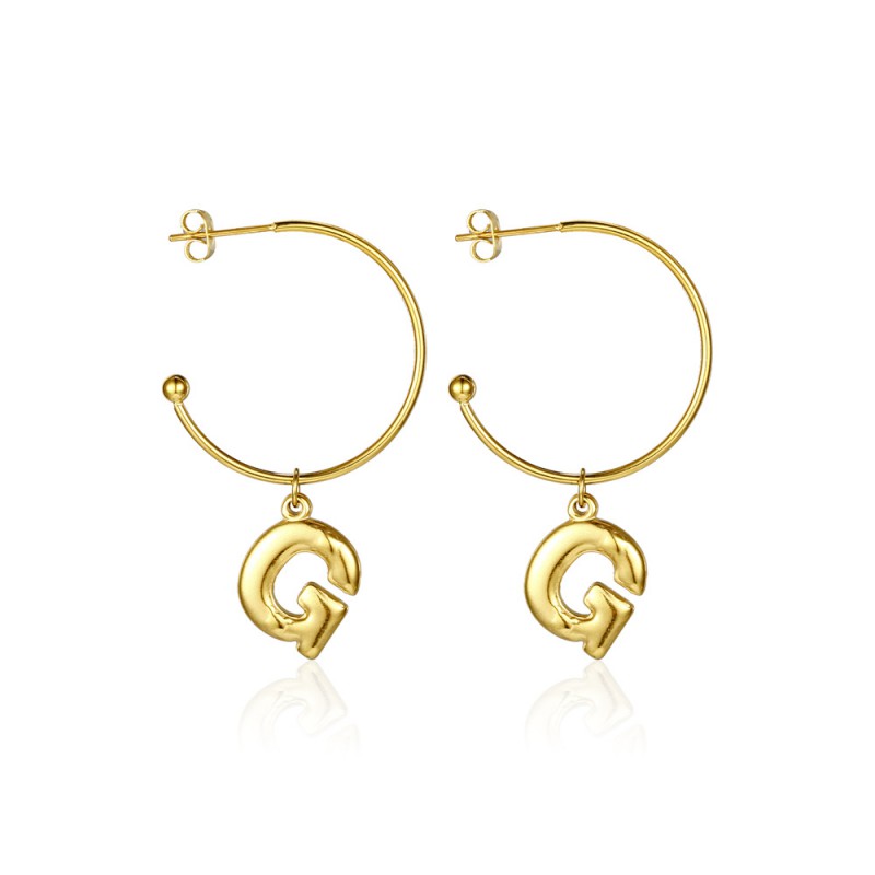 personalise alphabet hoops stainless steel earrings