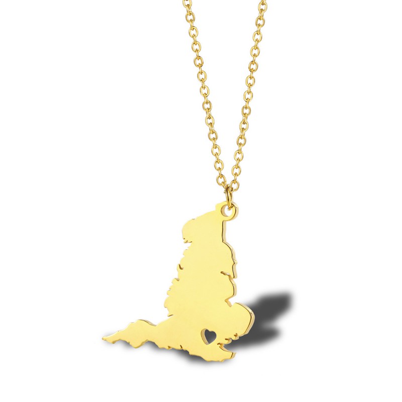 United Kingdom map pendant stainless steel necklace