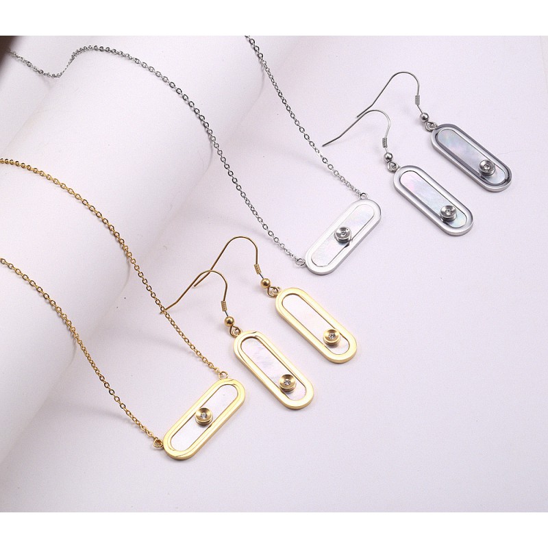 earrings pendant necklace stainless jewelry set