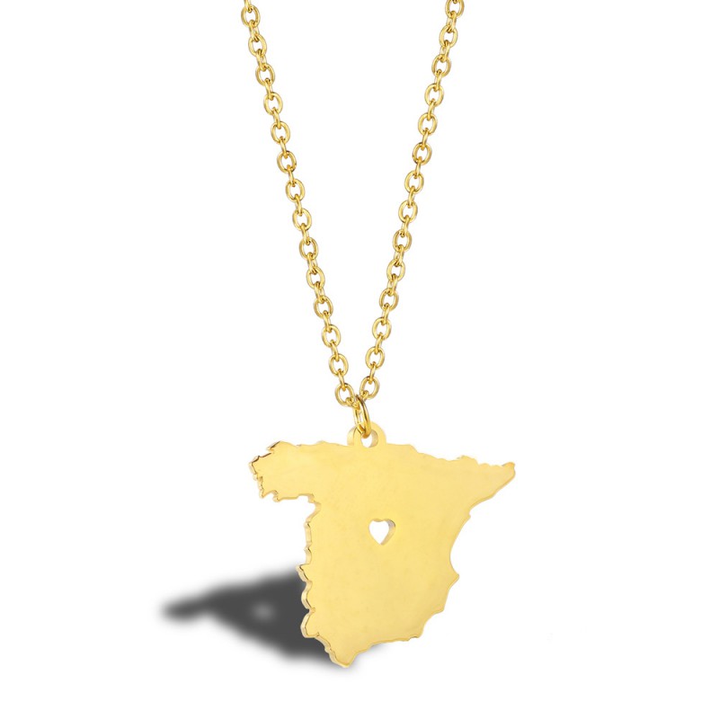 map pendant Spain necklace stainless steel 