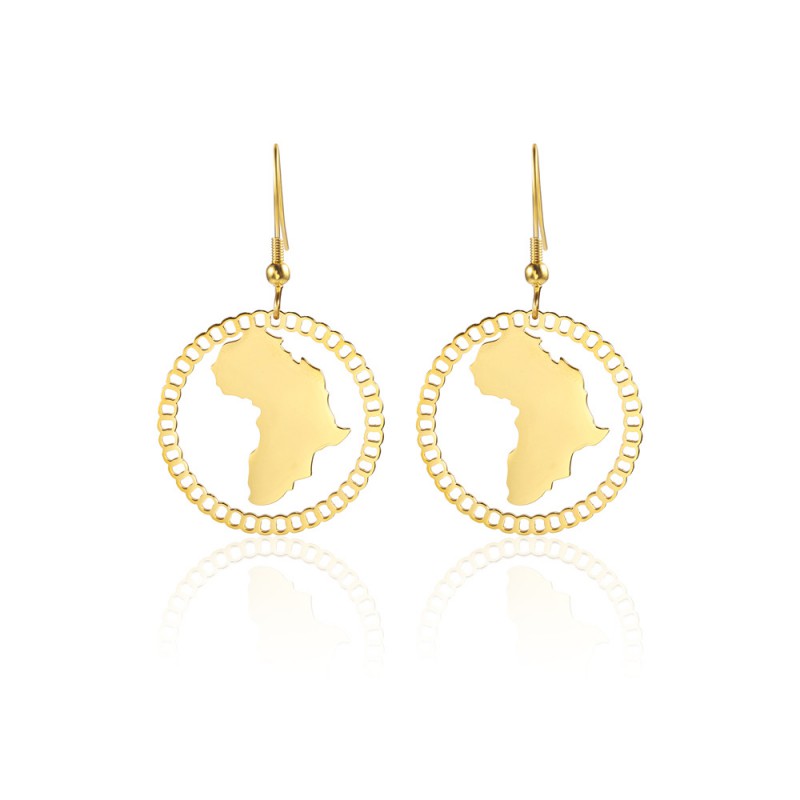 Map earrings Africa stainless steel earrings