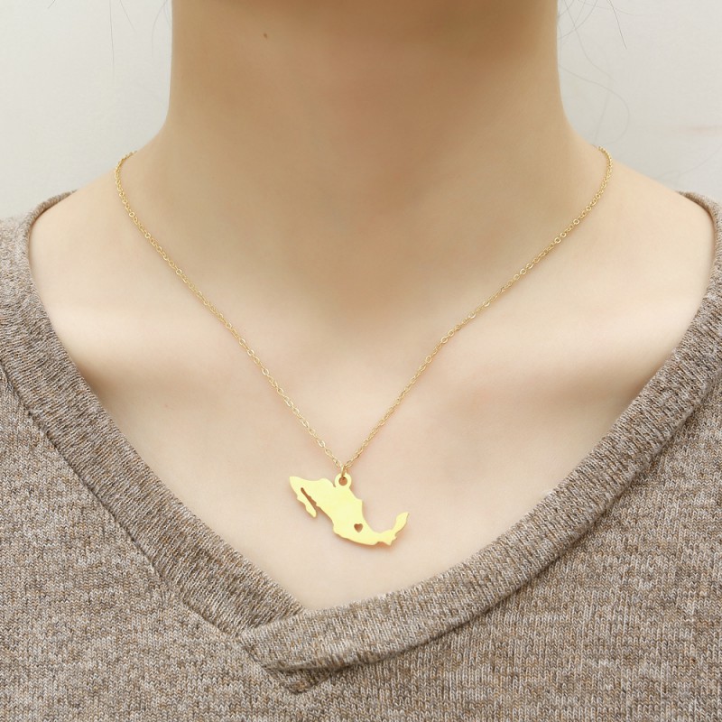 MAP PENDANT Mexico stainless steel necklace