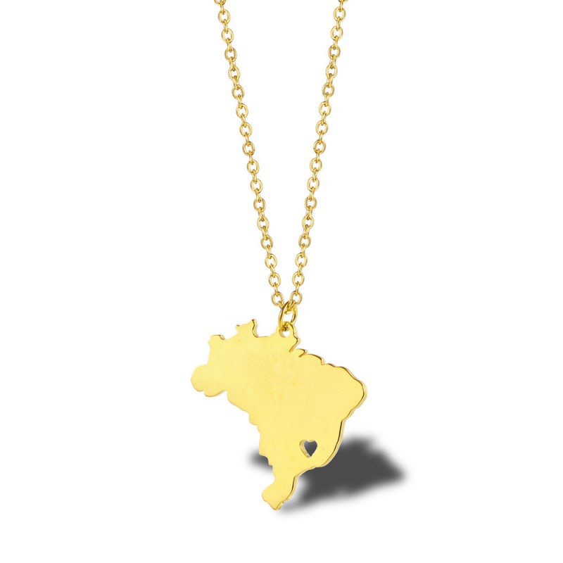 MAP NECKLACE Brazil pendant stainless steel necklace
