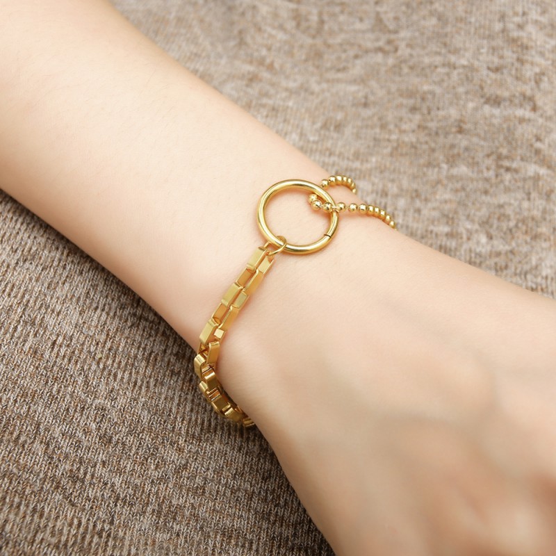 Round ball asymmetry stainless steel bracelet