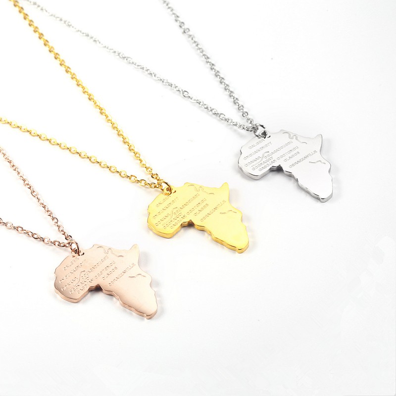 Africa map pendant stainless steel women necklace